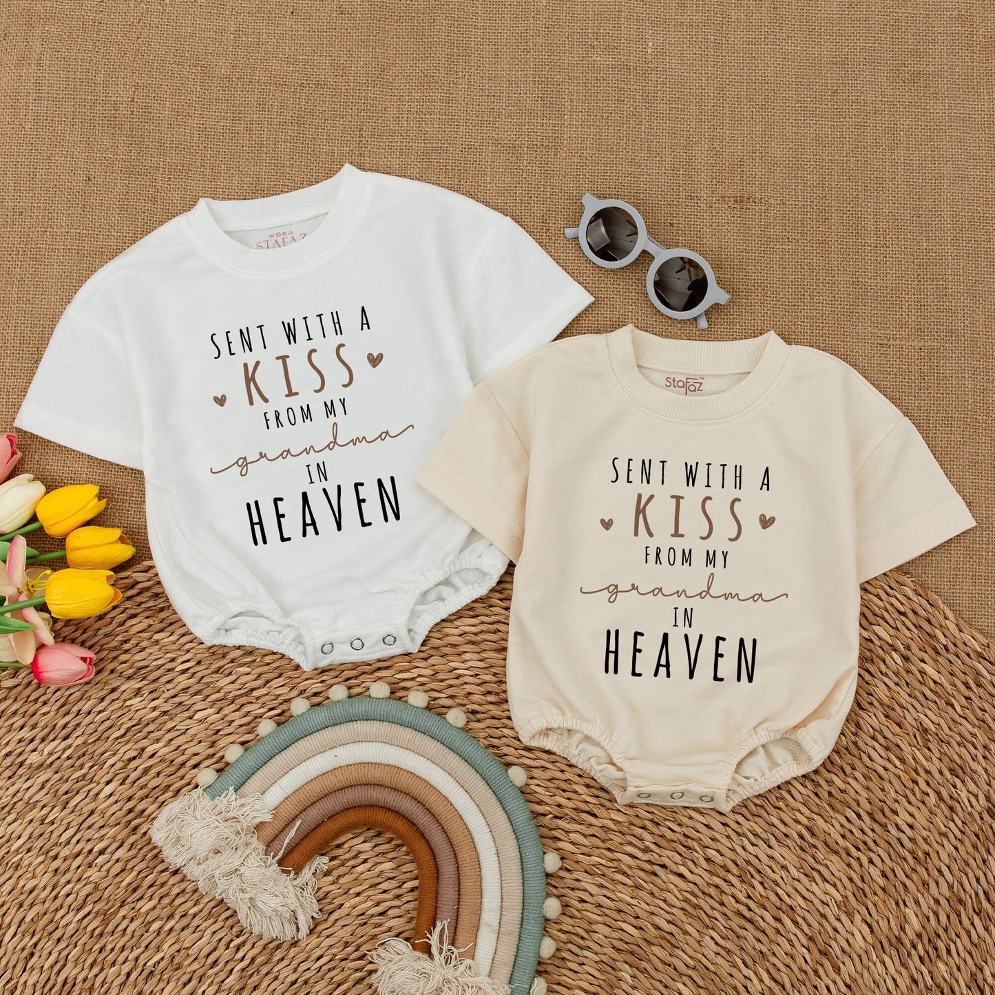 Newborn Baby Bubble Romper Sent With A Kiss From Grandma In Heaven