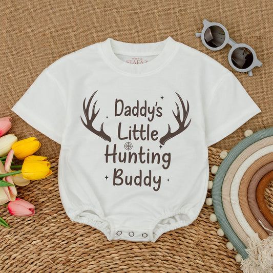 Daddy's Little Hunting Buddy Romper Newborn Baby Boy Outfit Hunting Bodysuit Country Boy Clothes Baby Shower Gift Announcement