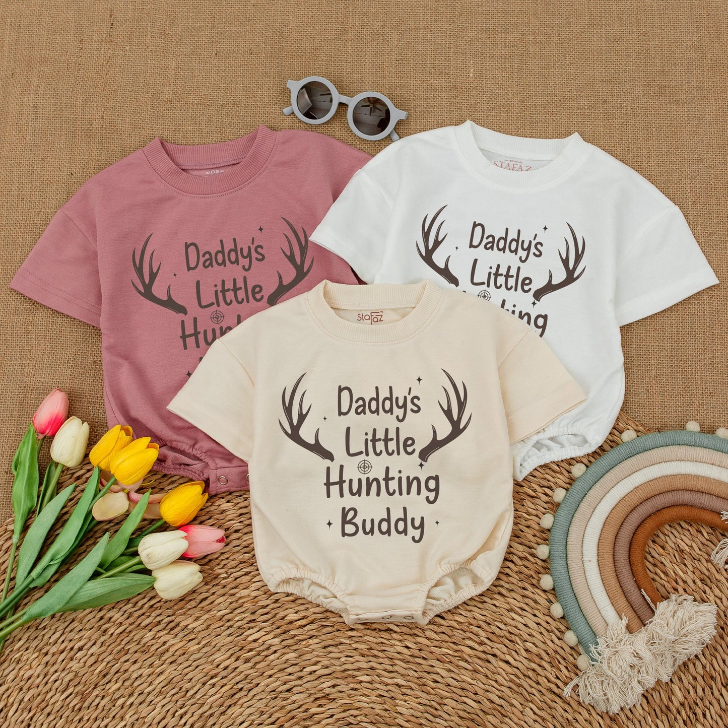 Daddy's Little Hunting Buddy Romper Newborn Baby Boy Outfit Hunting Bodysuit Country Boy Clothes Baby Shower Gift Announcement