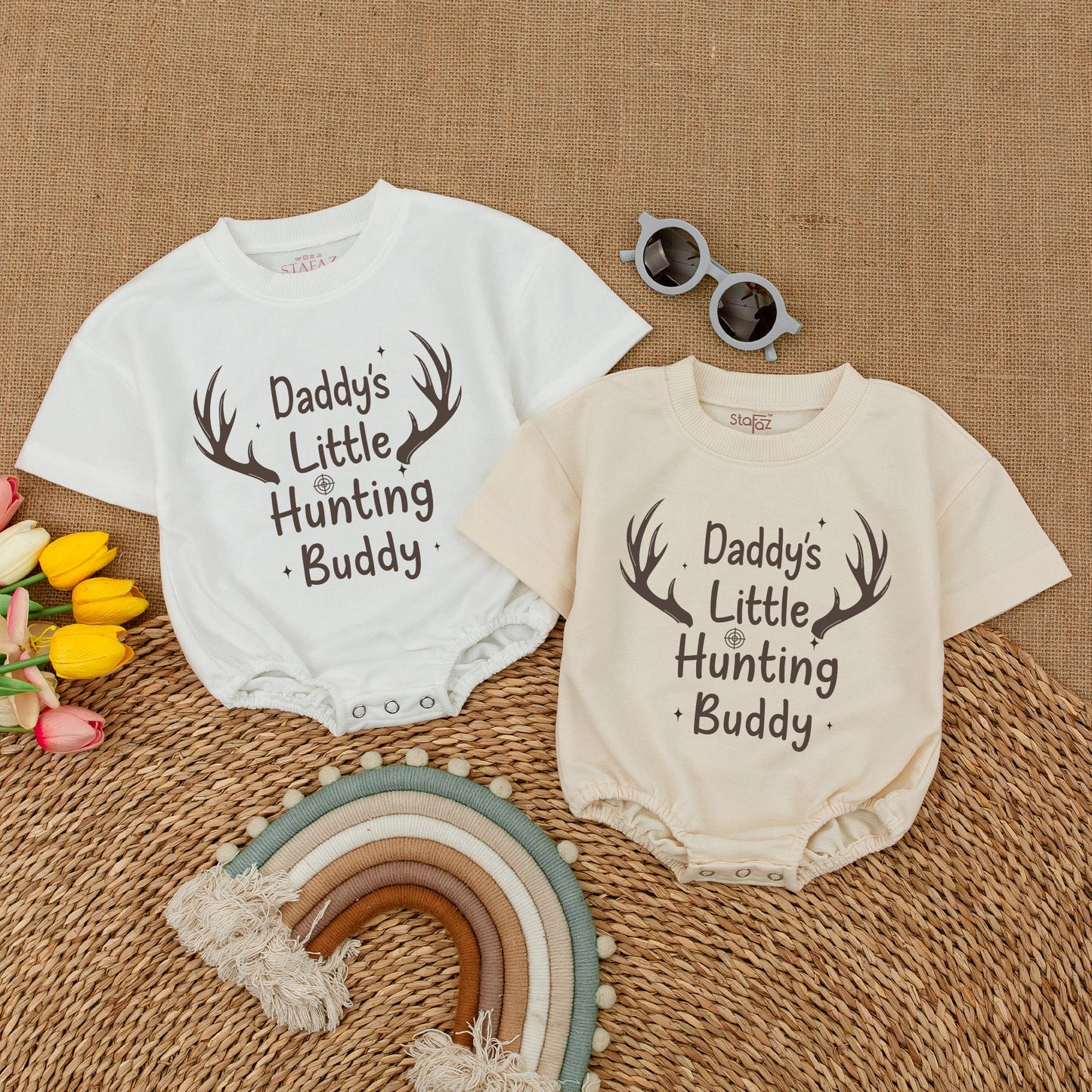 Daddy's Little Hunting Buddy Romper Newborn Baby Boy Outfit Hunting Bodysuit Country Boy Clothes Baby Shower Gift Announcement