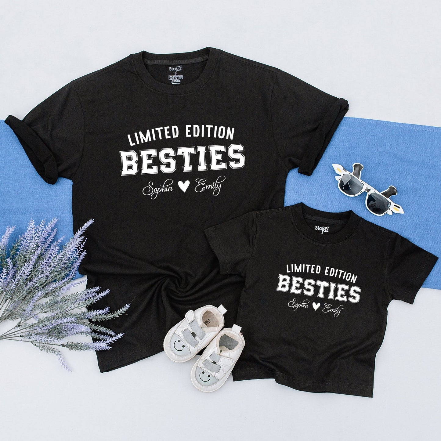 Personalized Limited Edition Auntie Bestie Shirt Custom Names Matching Baby and Auntie Tee for Friendship Day Gift Soft Comfortable