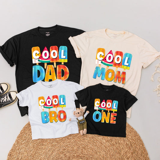 Cool One Baby Bodysuit & Matching Family Ice Cream Birthday Shirts, First Birthday Boy Outfit, Summer Party, Gift