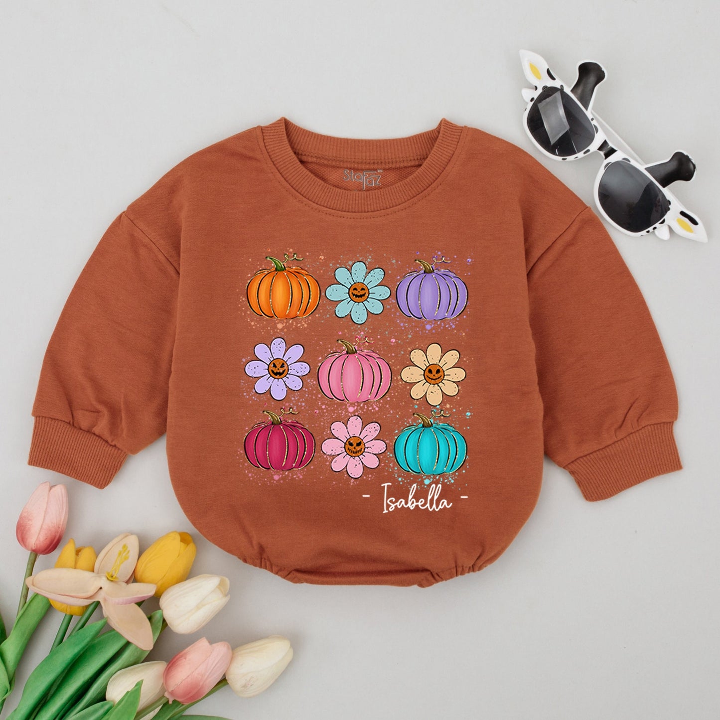 Retro Cute Pumpkin Season Baby Romper Vintage Smile Faces Infant Coming Home Outfit Baby Shower Gift