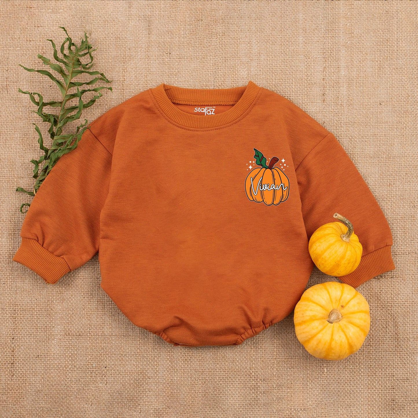 Vivian's First Thanksgiving Outfit Custom Baby Girl Pumpkin Bubble Romper Cute Fall Baby Clothes
