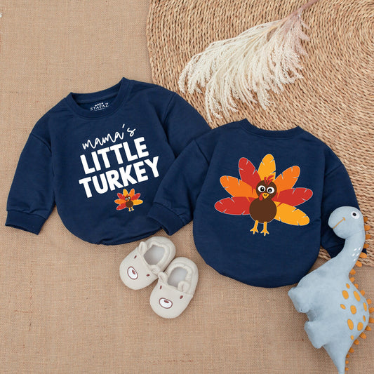 Mama's Turkey Baby Romper Adorable Thanksgiving Infant Outfit Perfect Baby Girl Clothes for Baby Shower Gift First Thanksgiving Rolls Bodysuit