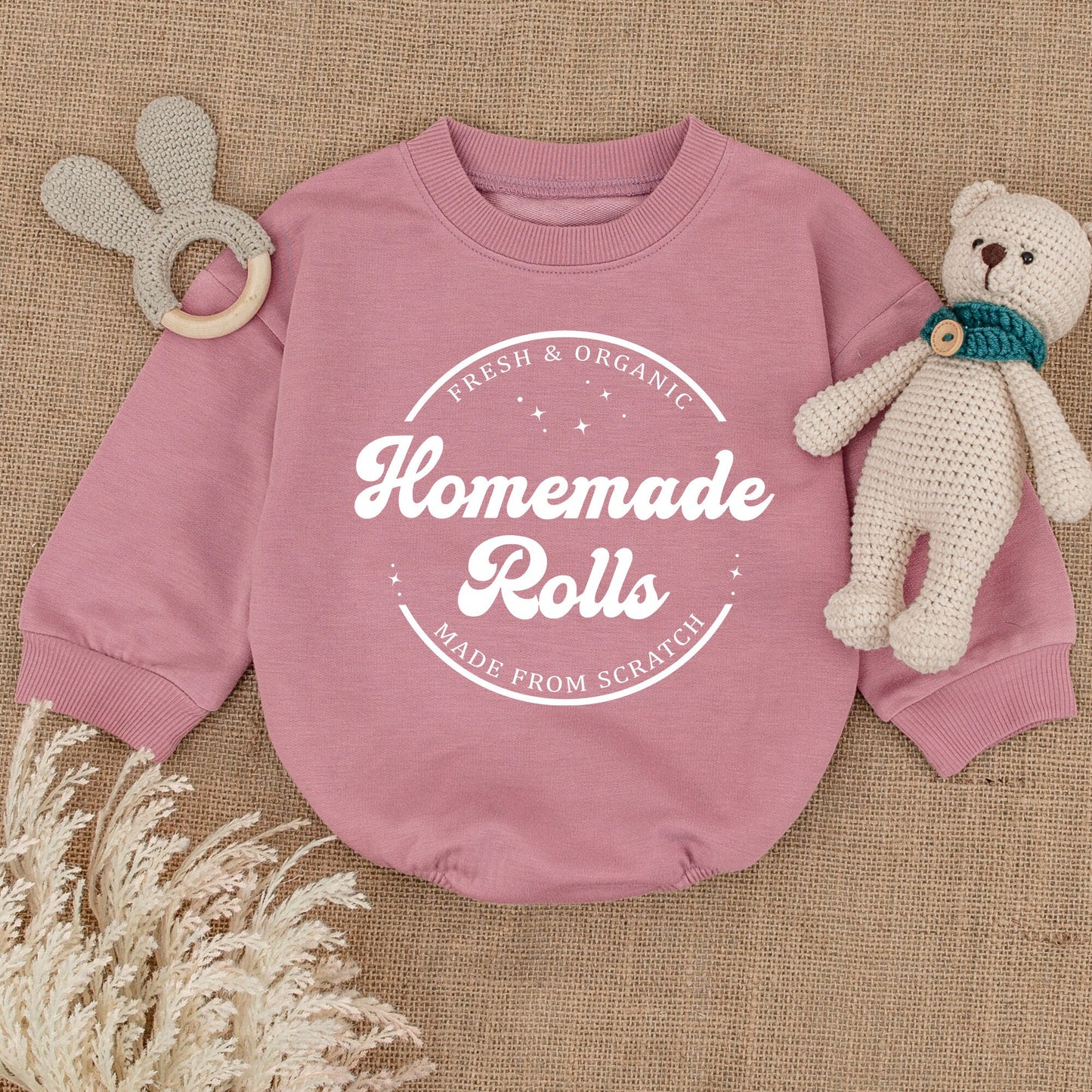 Retro Homemade Rolls Baby Romper Funny Thanksgiving Day Bodysuit Vintage Organic Fall Toddler Sweater Kids Clothes Baby Shower Gift