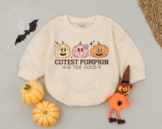 Adorable Pumpkin Patch Romper: Baby's First Halloween Outfit