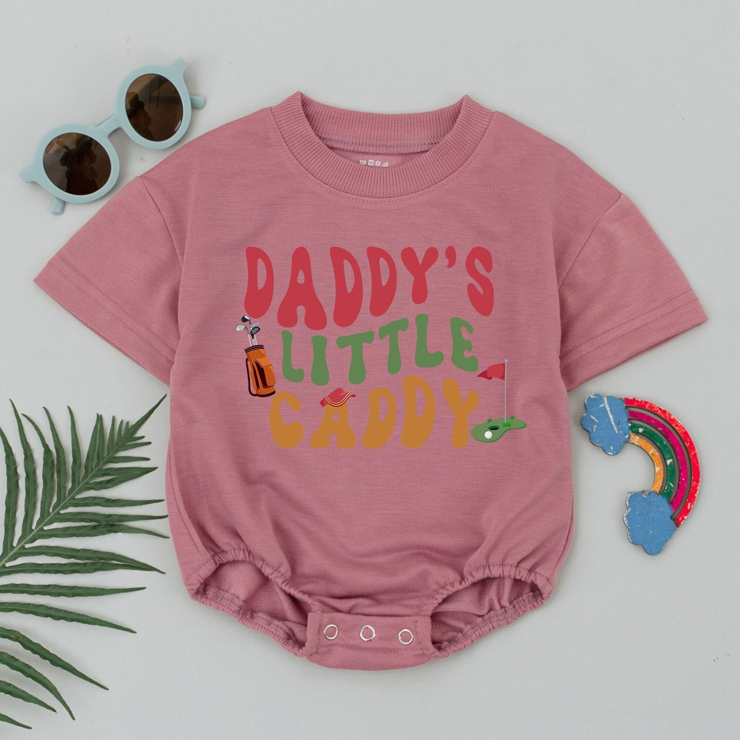 Daddy's Little Caddy Romper Retro Golf Buddy Bodysuit for Baby Boy Father's Day Gift Future Golfer Outfit