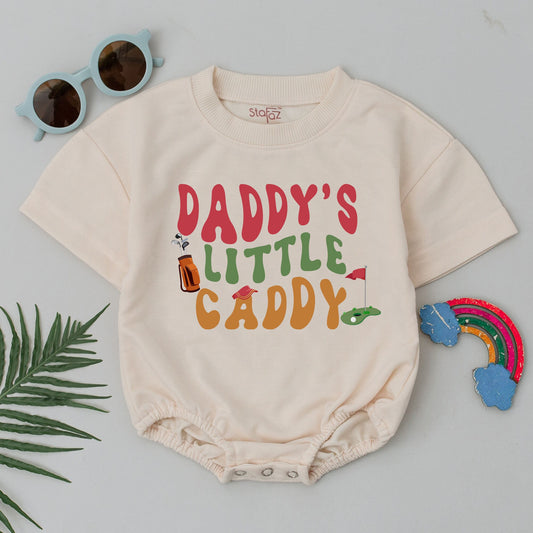 Daddy's Little Caddy Romper Retro Golf Buddy Bodysuit for Baby Boy Father's Day Gift Future Golfer Outfit