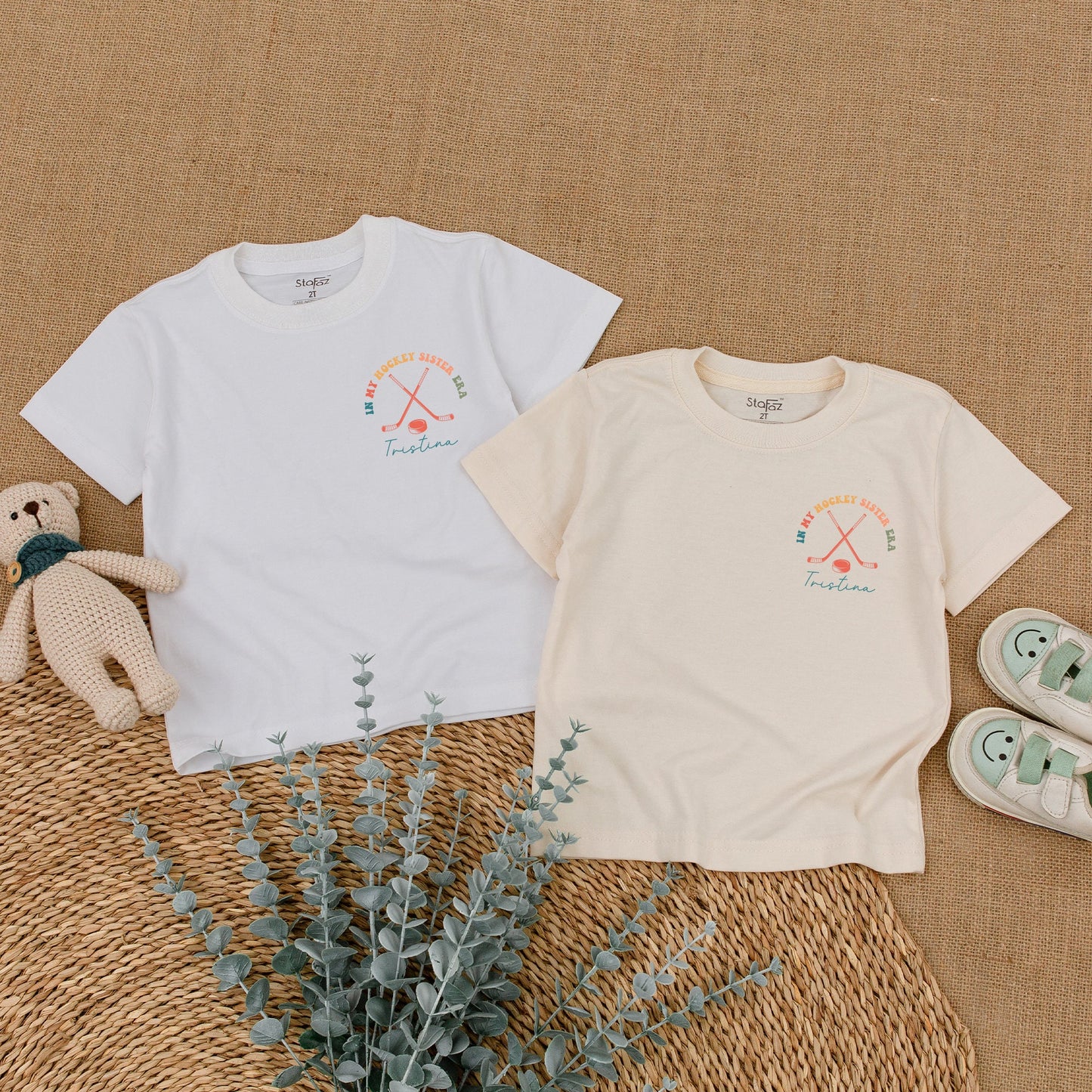 In My Hockey Sister Era Custom Romper for Baby Girl & Toddler Shirt, Hockey Sticks & Puck Design, Comfy Cotton Outfit, Baby Shower Gift