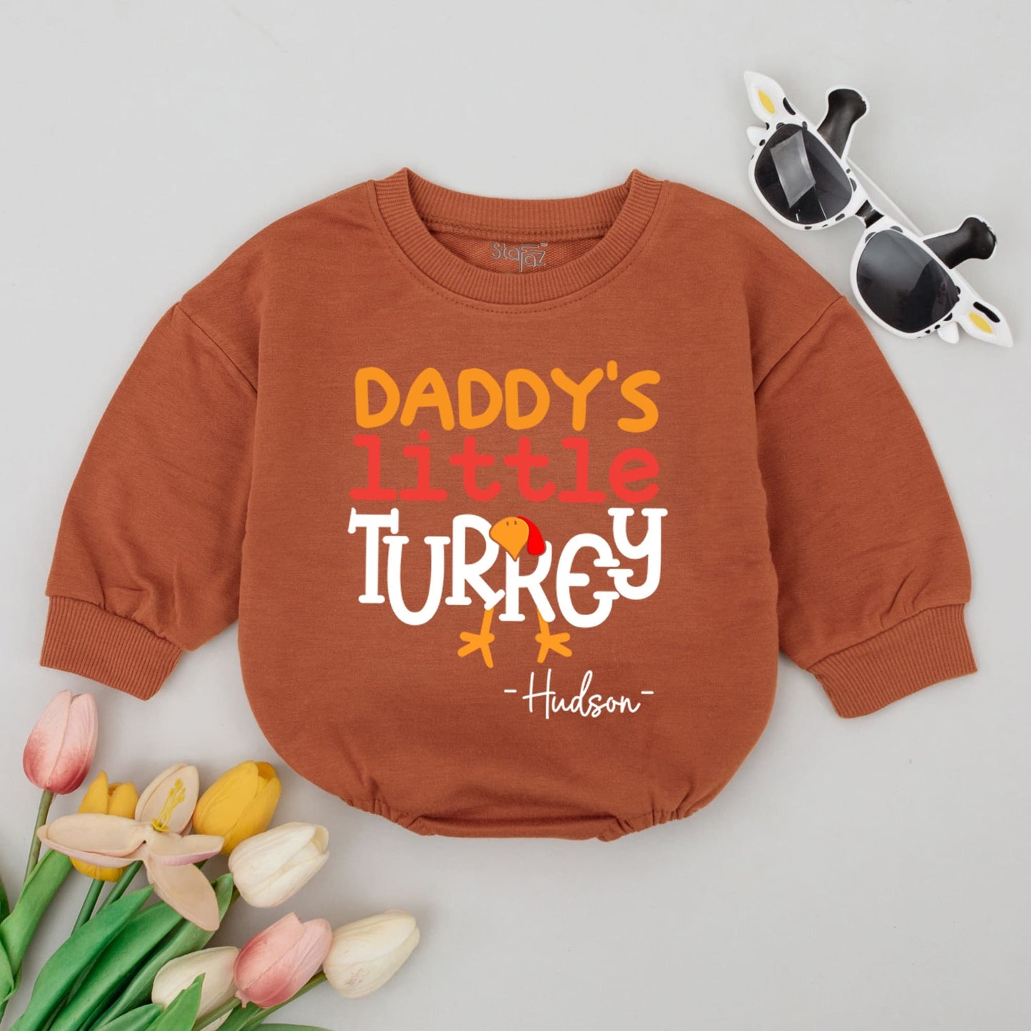 Customizable Turkey Thanksgiving Baby Romper – Cute & Funny Bodysuit