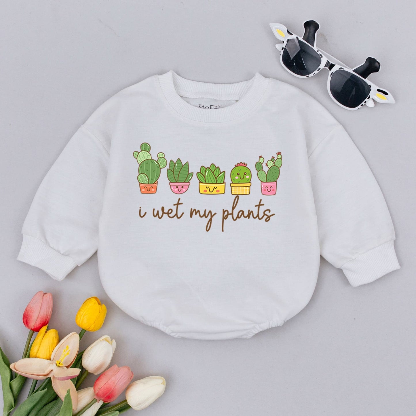 Retro Plant Lover Baby Romper: Funny, Gender Neutral Succulent Outfit