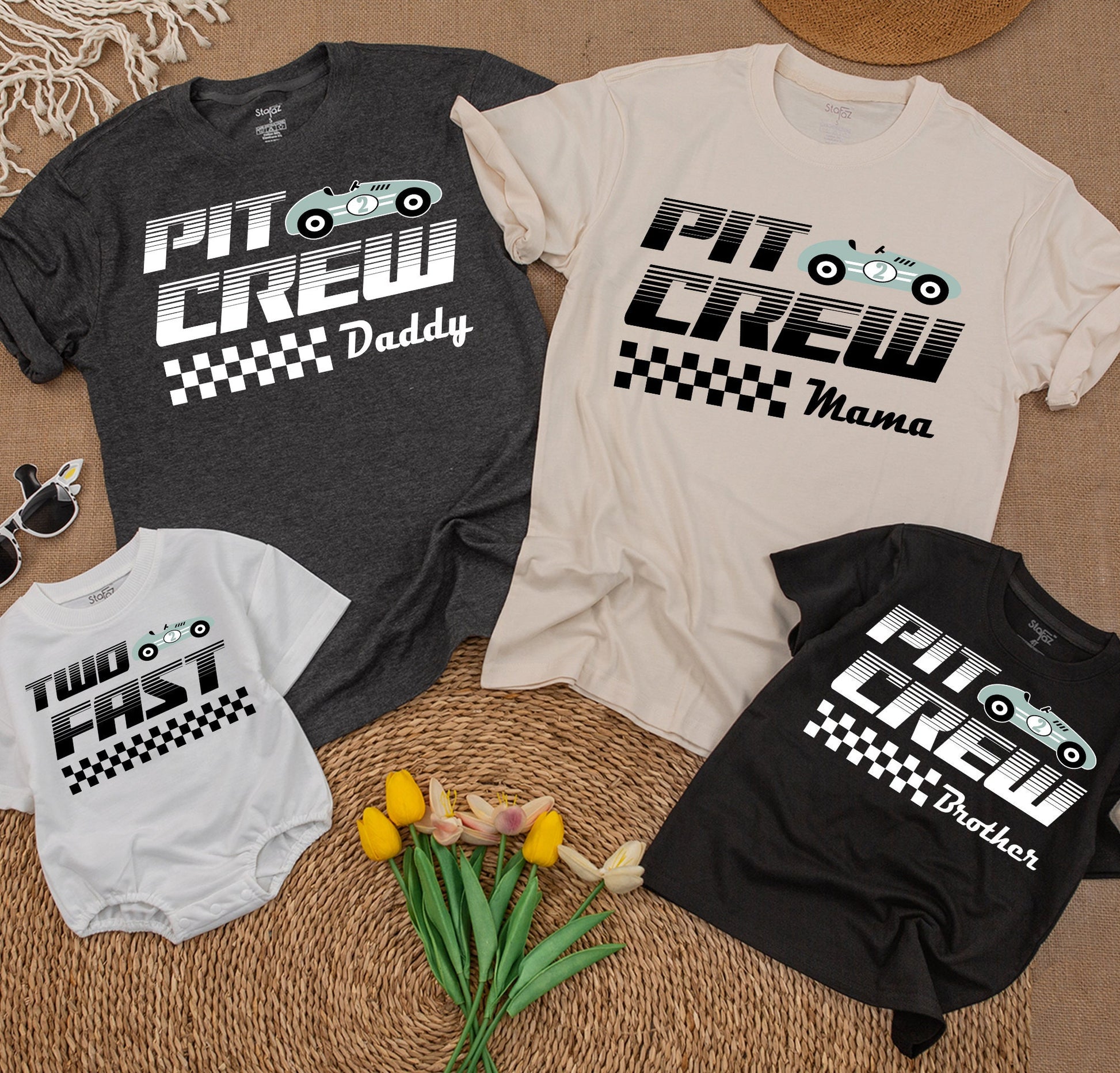 Two Fast Birthday Family Matching Shirts - Race Car Theme for Emily & Oliver! Two Fast Boy & Girl Birthday Outfit