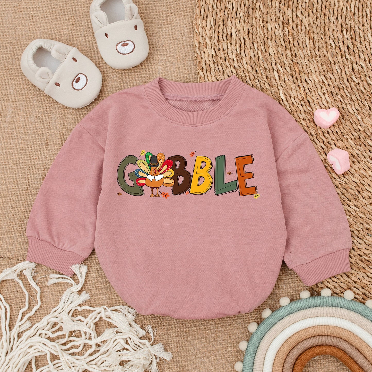 Cute Gobble Turkey Baby Romper Festive Fall Bodysuit for Thanksgiving Baby Shower First Thanksgiving Outfit Soft Cotton