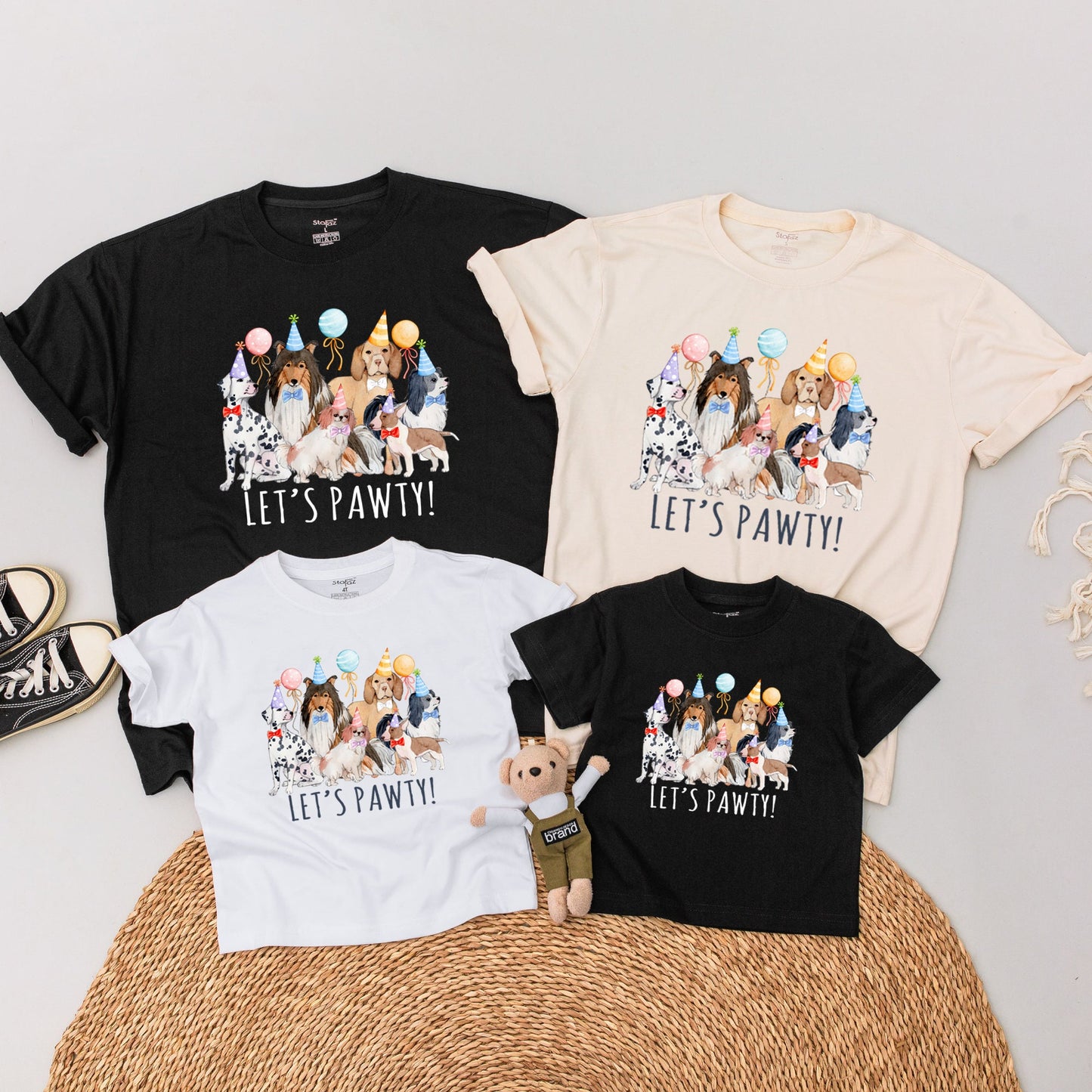 Let's Pawty Birthday Girl Shirt, Matching Family Dog Outfits, Baby Bodysuit, Puppy Party, 1st Birthday Gift, Dog Lover Clothes