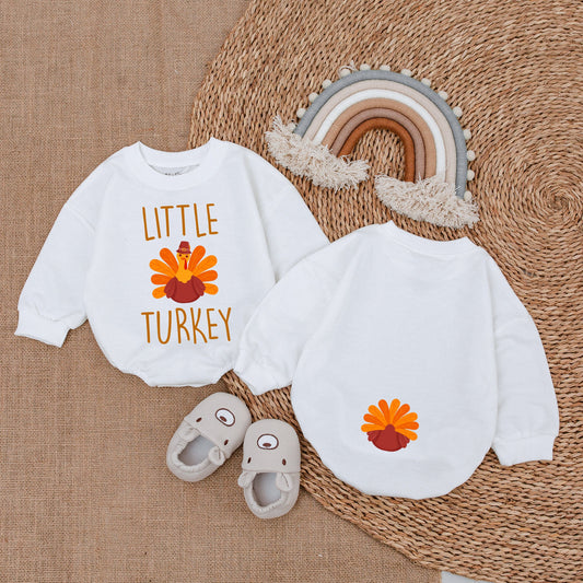 Little Turkey Romper - Thanksgiving Infant Outfit, Fall Baby Shower Gift for Newborns, Baby Girl, or Boy! First Thanksgiving