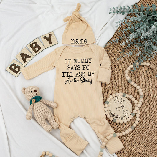 Personalized Baby Bodysuit: If Mummy Says No, I'll Ask! Cute Baby Shower Gift, Newborn Outfit, Coming Soon Gift, Custom Baby Clothes