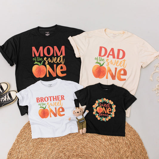 Sweet One Peach Shirt, 1st Birthday Girl Outfit, Mommy & Me Family Matching Peach Party Shirts, Custom Baby Bodysuit Gift