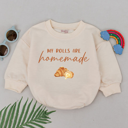 My Rolls Are Homemade Romper Cute Croissant Baby Bodysuit Retro Fall Autumn Thanksgiving Day Shower Gift