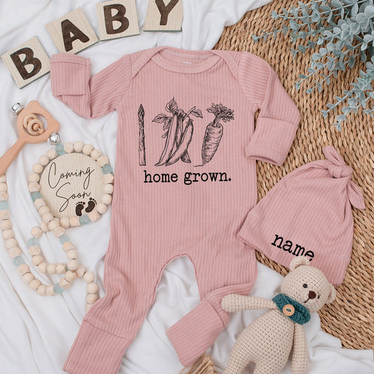 Home Grown Baby Bodysuit, Cute Baby Outfit, Minimalist Vegetable Design Baby Announcement Gift, Homegrown Baby Shower Gift, Natural Bodysuit
