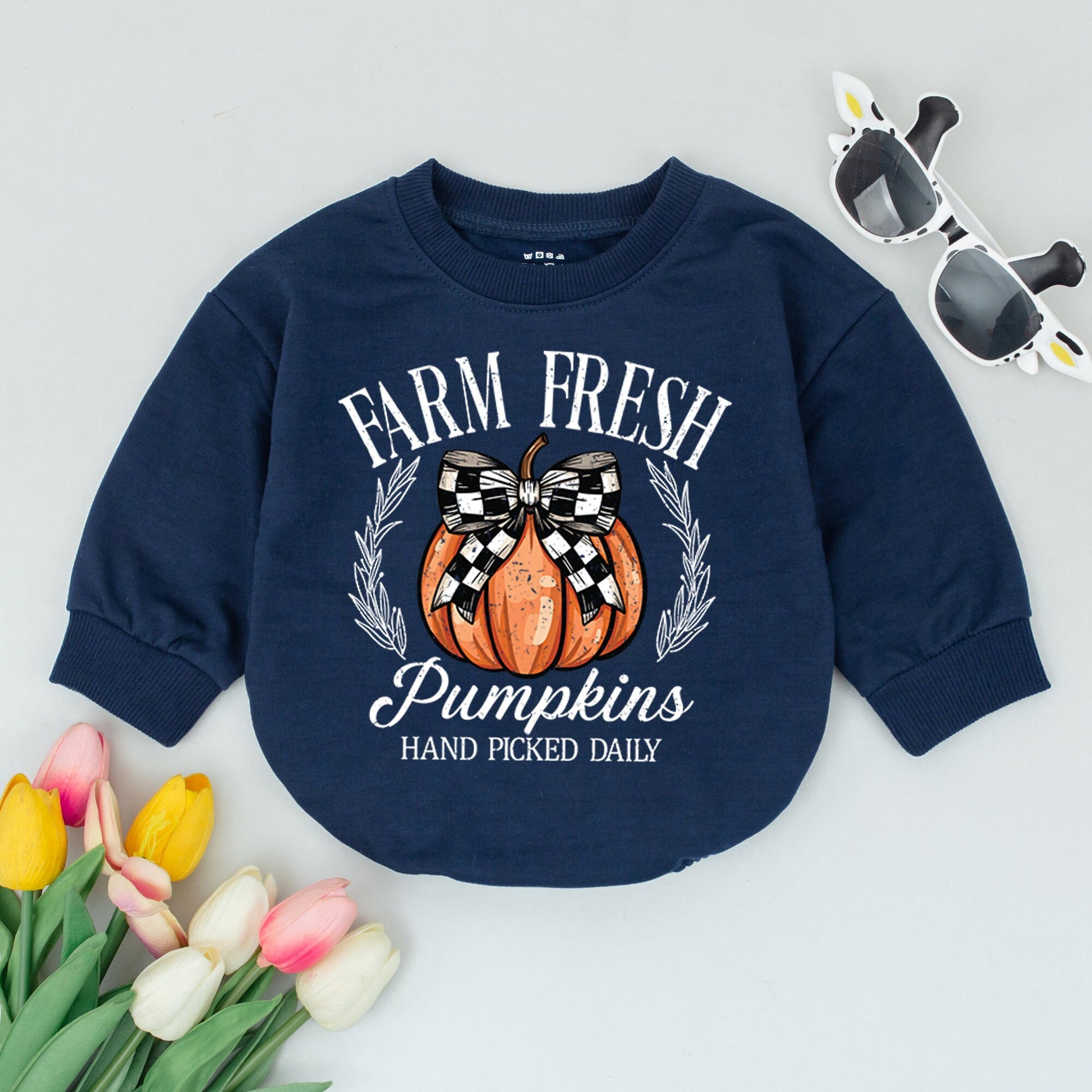 Retro Pumpkin Baby Romper - Cute Fall Thanksgiving Bodysuit Gift
