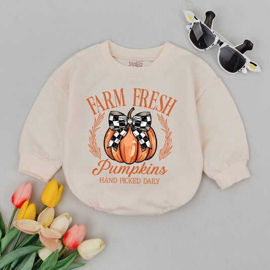 Retro Pumpkin Baby Romper - Cute Fall Thanksgiving Bodysuit Gift