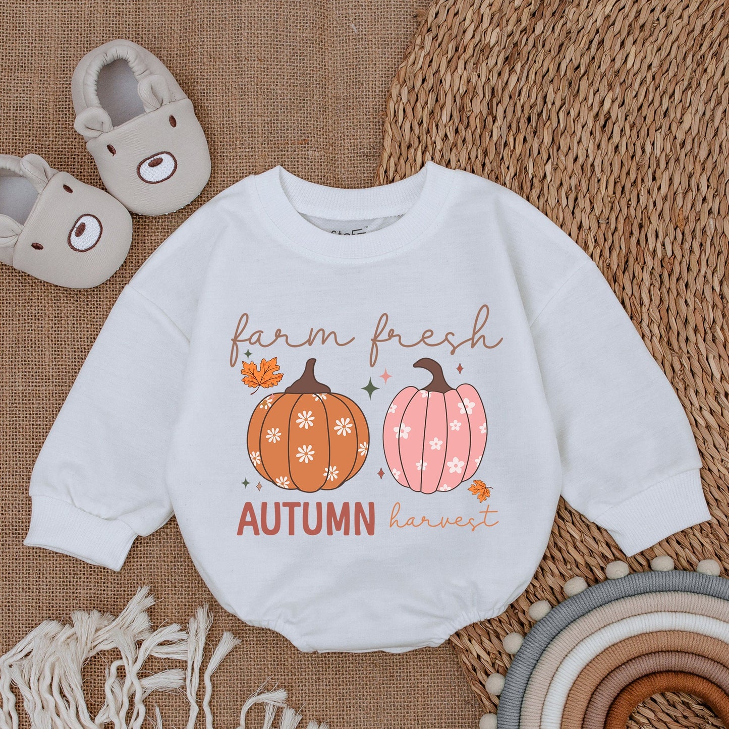 Pumpkin Patch Baby Romper - Fall Thanksgiving Infant Outfit