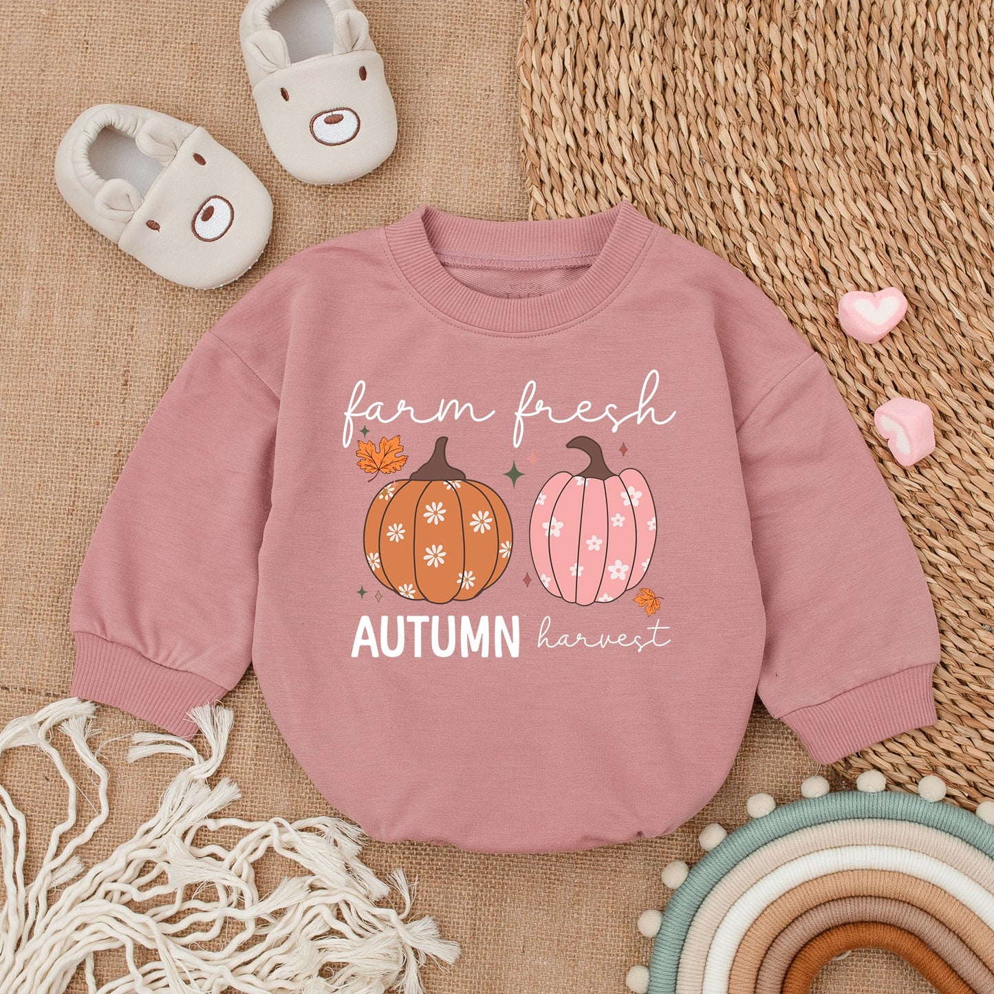Pumpkin Patch Baby Romper - Fall Thanksgiving Infant Outfit
