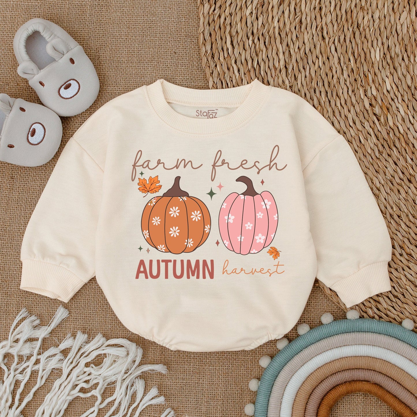 Pumpkin Patch Baby Romper - Fall Thanksgiving Infant Outfit