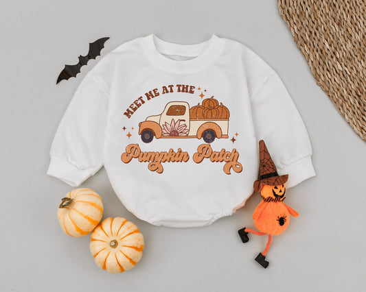 Pumpkin Patch Romper: First Halloween Unisex Fall Outfit