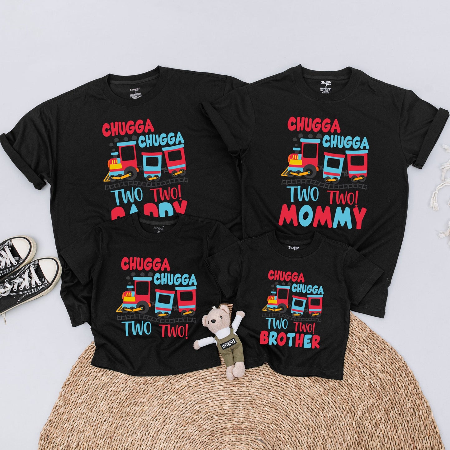 Chugga Chugga Two Two Train Birthday Shirts for Family Matching Outfits 2nd Birthday Toddler Boy Mommy And Me I'm Two Tshirt