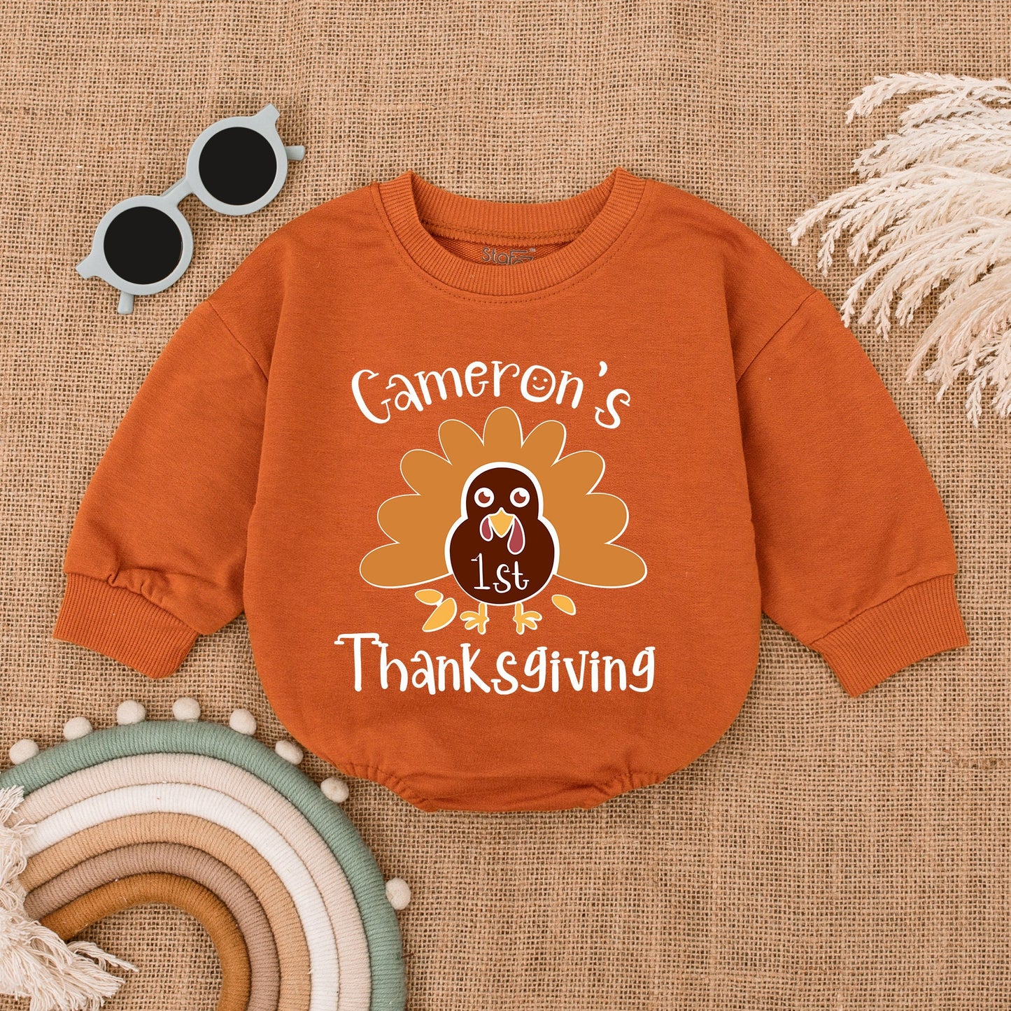 1st Thanksgiving Bubble Romper – Fall Turkey Bodysuit Baby Gift