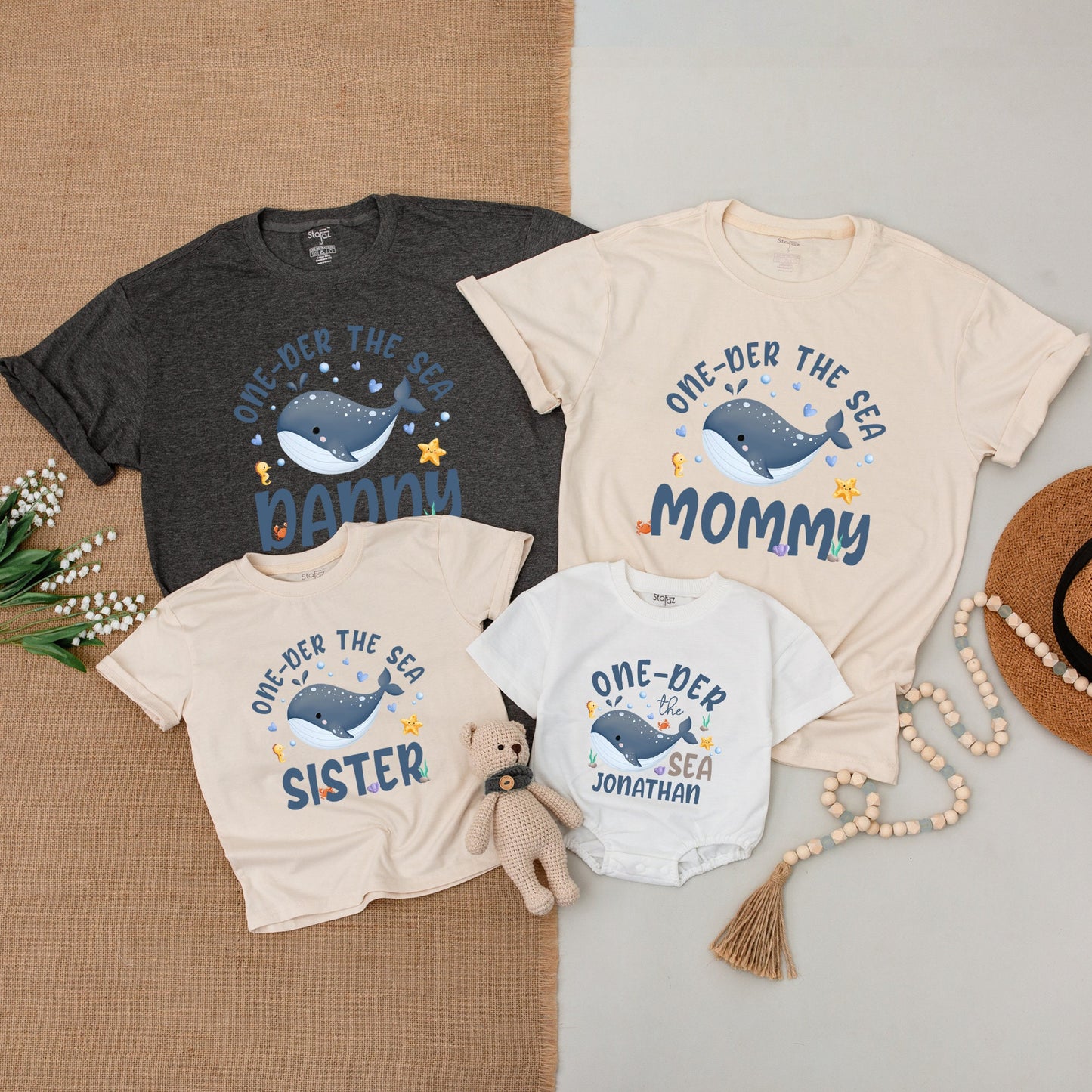 Ocean-Themed Family Shirts, 1st Birthday Outfit, Custom Baby Romper