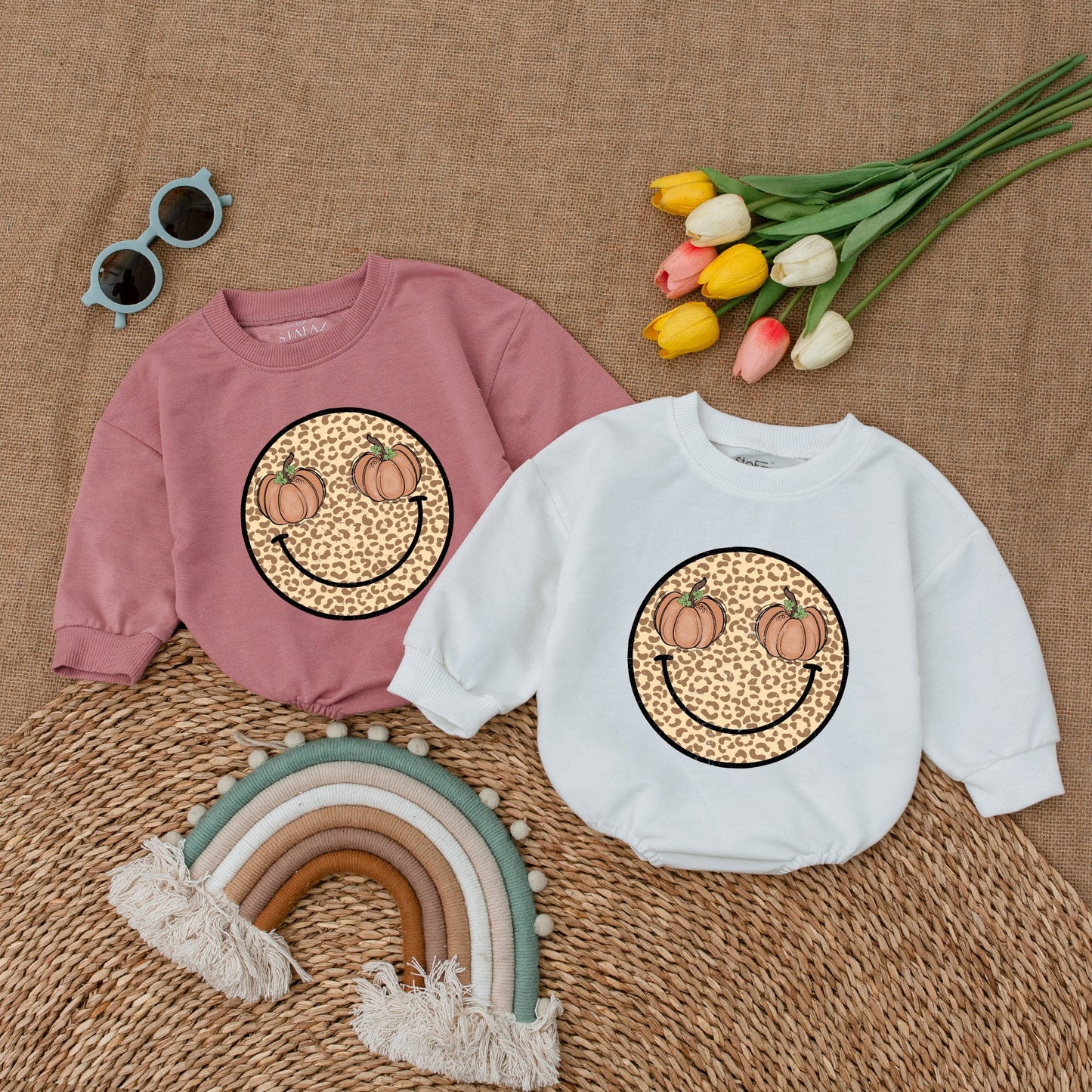 Retro Pumpkin Smile Baby Romper – Perfect Fall Baby Shower Gift