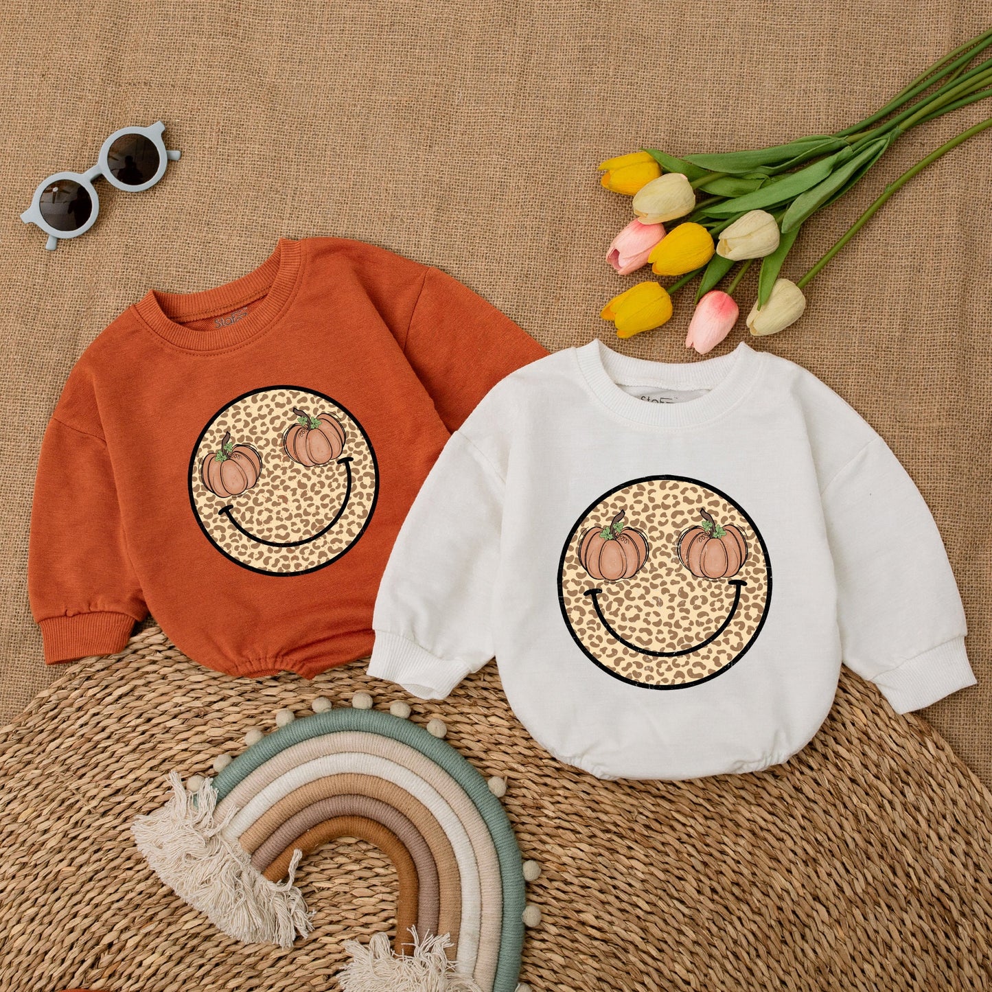 Retro Pumpkin Smile Baby Romper – Perfect Fall Baby Shower Gift