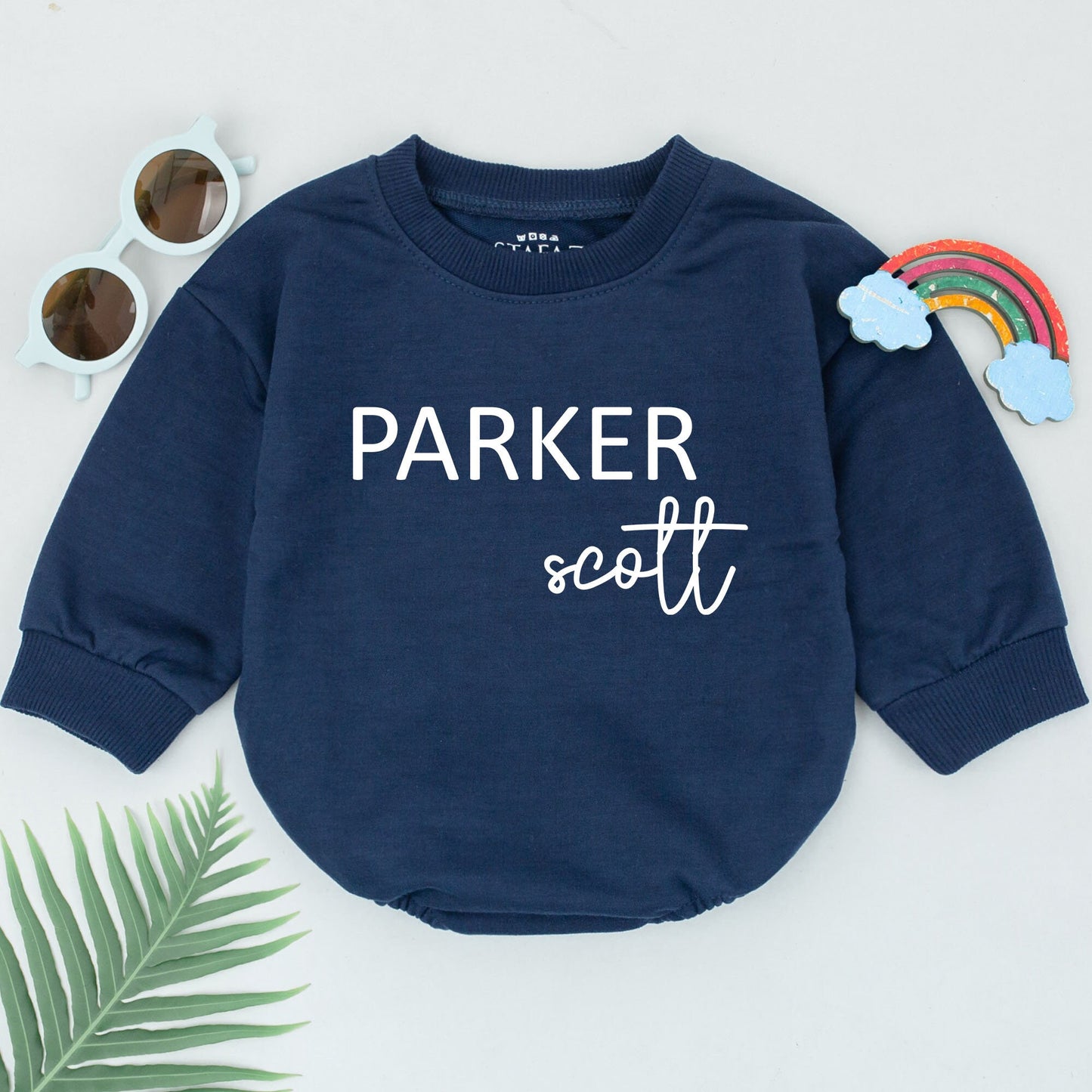 Custom First & Middle Name Romper, Baby Shower Gift, Unisex Bodysuit