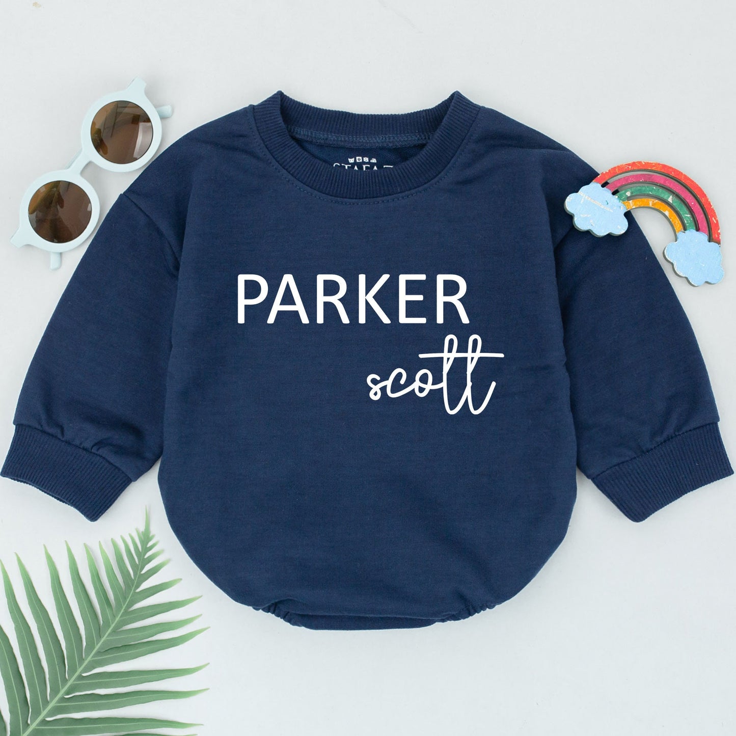 Custom First & Middle Name Romper, Baby Shower Gift, Unisex Bodysuit