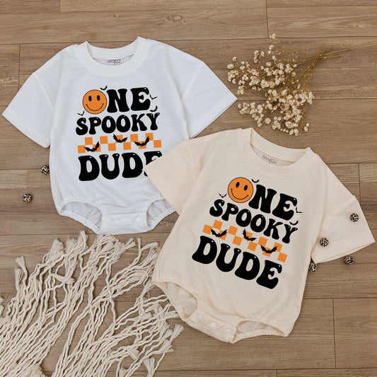 One Spooky Dude Matching Family Shirts, Cute Halloween Baby Romper, First Birthday Outfit, Fall Bodysuit, Thanksgiving Tee, Gift for Boy 136
