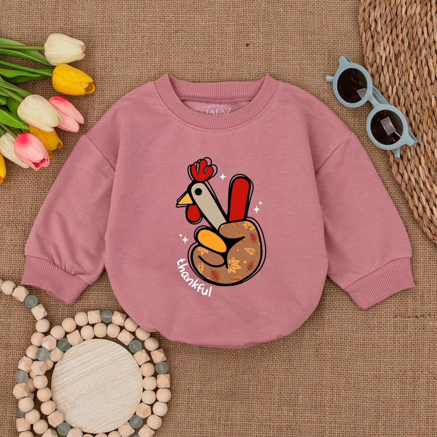 Thanksgiving Baby Romper: Funny Turkey Hand & Thankful Bodysuit