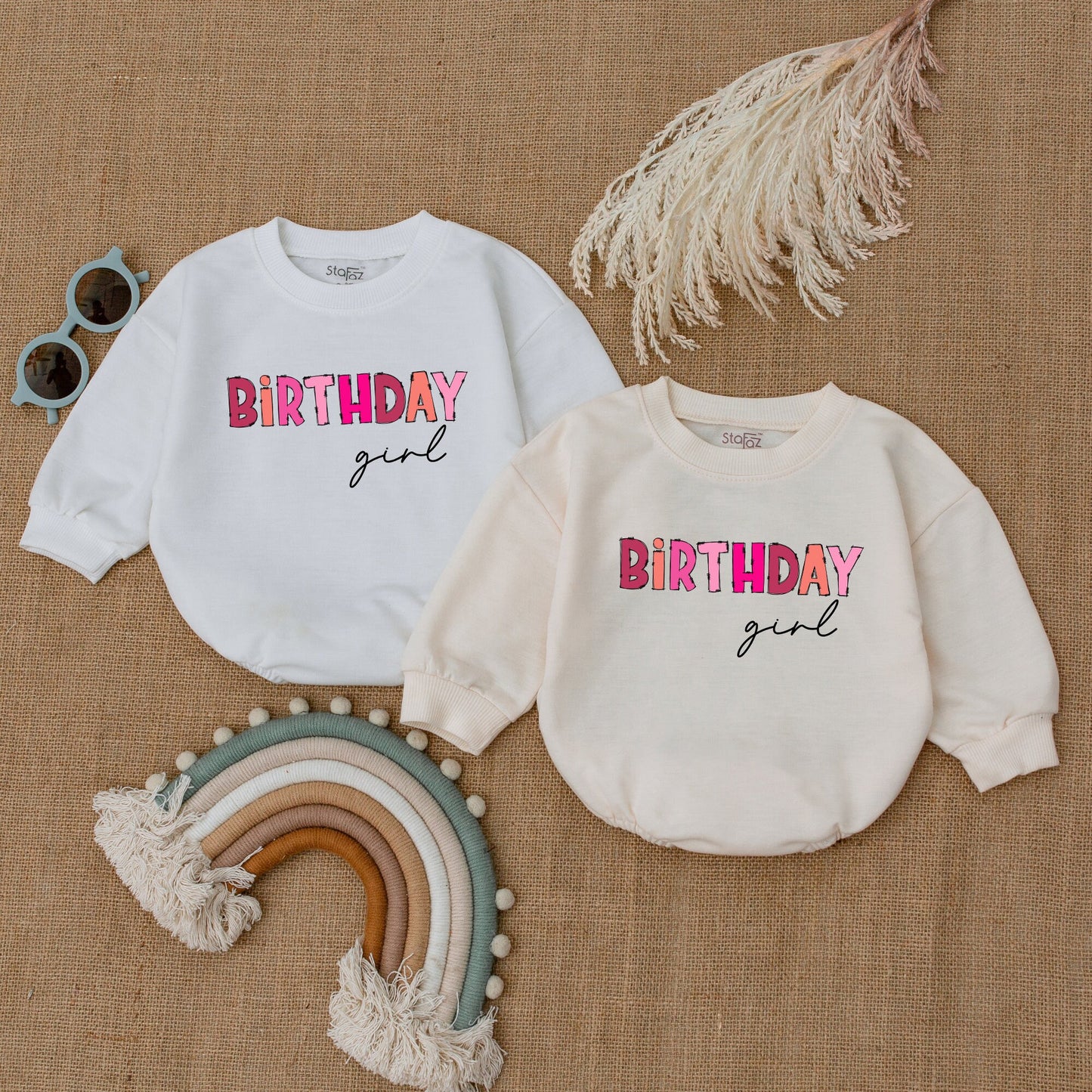 Pink Bubble Romper Bodysuit – Retro Newborn Girl Outfit & Sweater
