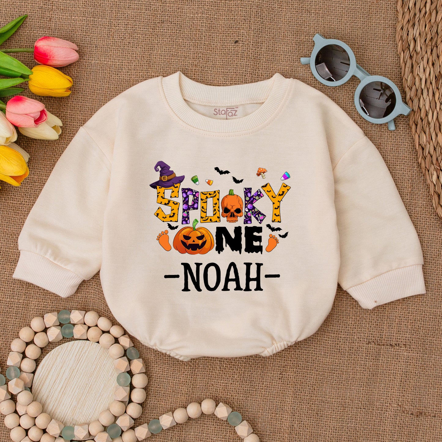 Spooky Ghost Baby Romper, Halloween Outfit, Personalized Gift