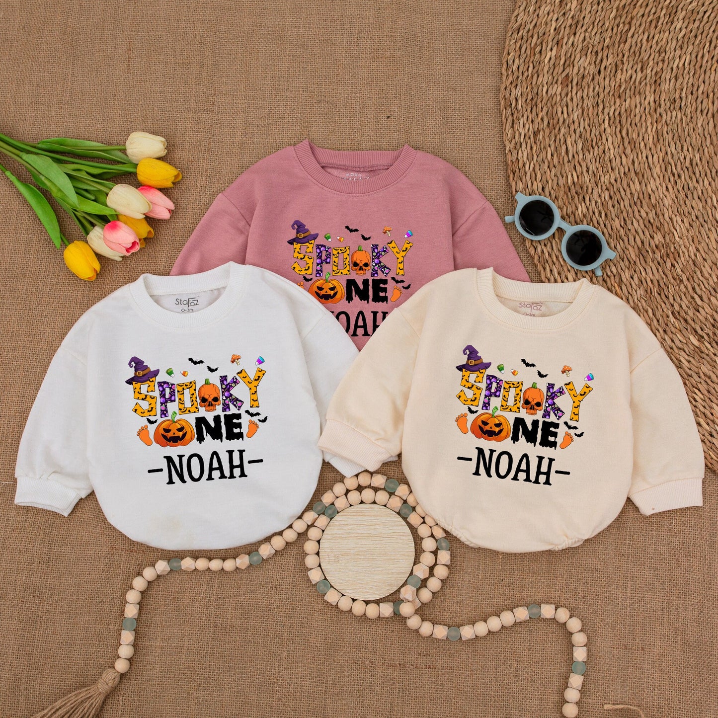 Spooky Ghost Baby Romper, Halloween Outfit, Personalized Gift