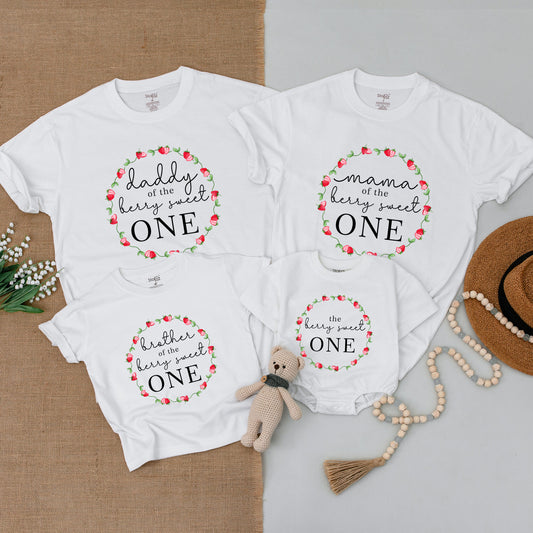 Berry Sweet 1st Birthday Outfits: Family Matching Strawberry Shirts