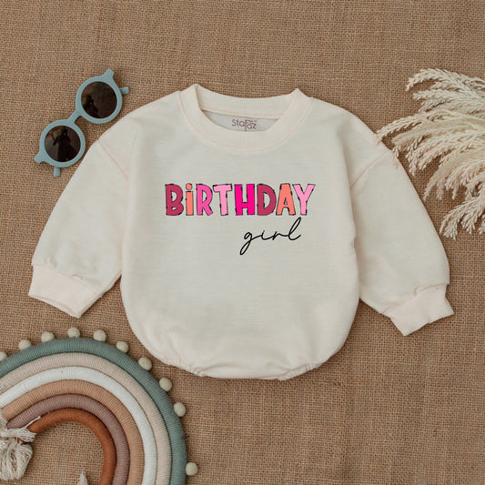 Pink Bubble Romper Bodysuit – Retro Newborn Girl Outfit & Sweater