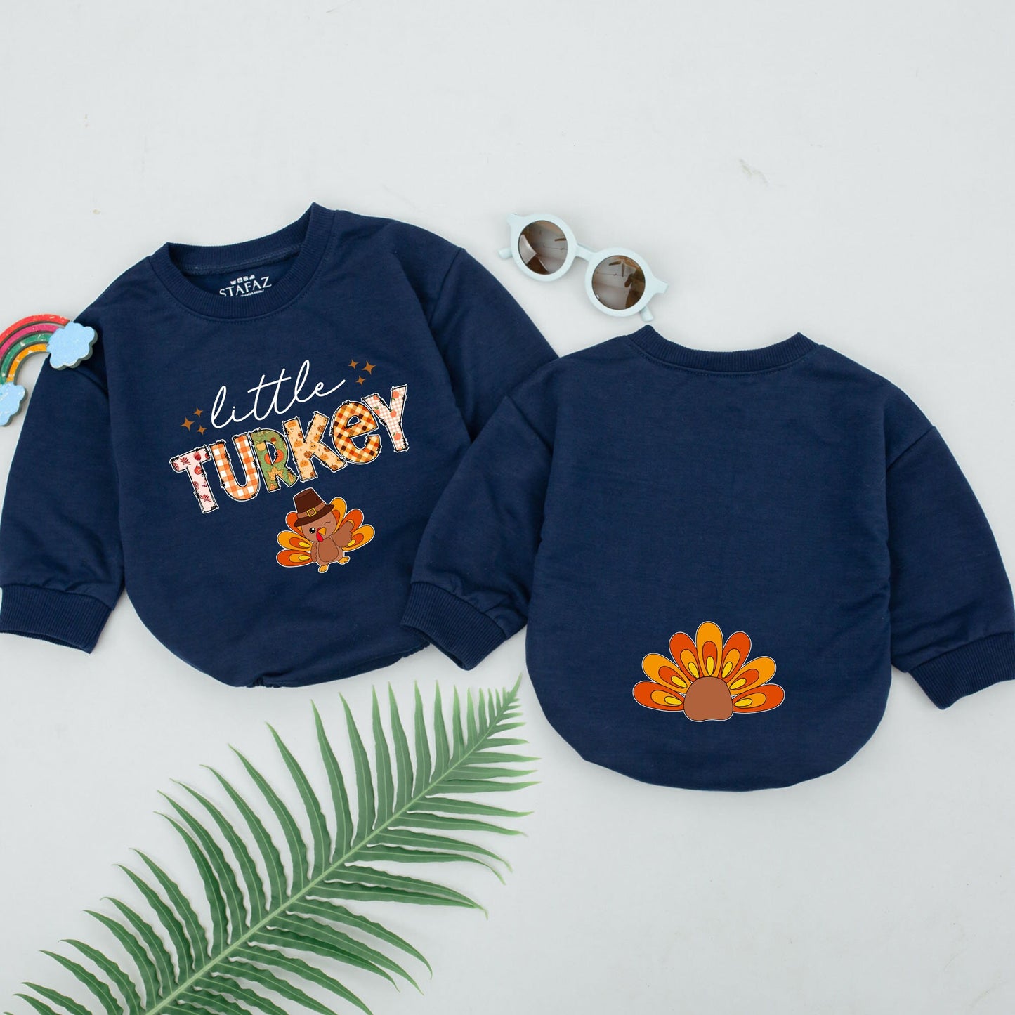 Baby's First Thanksgiving Turkey Romper Outfit | Fall Announcement Gift | Thankful Turkey Day Coming Home