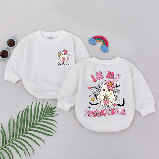 Personalized In My Spooky Era Romper Cute Cartoon Ghost Halloween Baby Girl Outfit Newborn First Halloween Gift