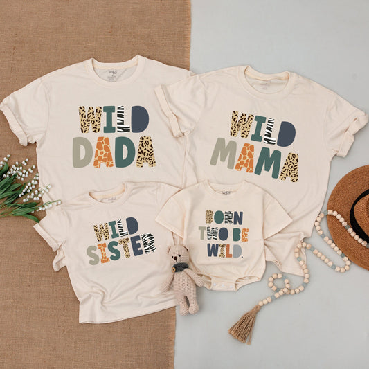 Two Wild Birthday Matching Family Shirts: Safari Animal Print Outfit, Born Two Be Wild 1st Birthday, Zoo Party, Safari Squad, Soft Cotton Comfort (139)