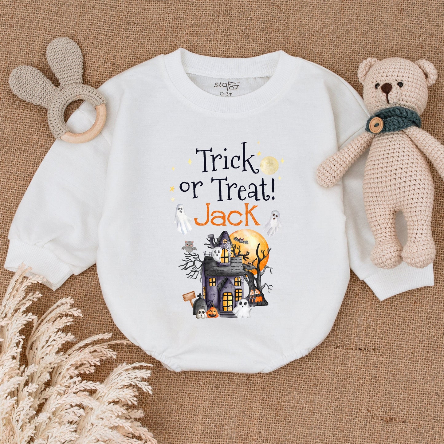 First Halloween Bubble Romper, Pumpkin Bodysuit, Baby Shower Gift