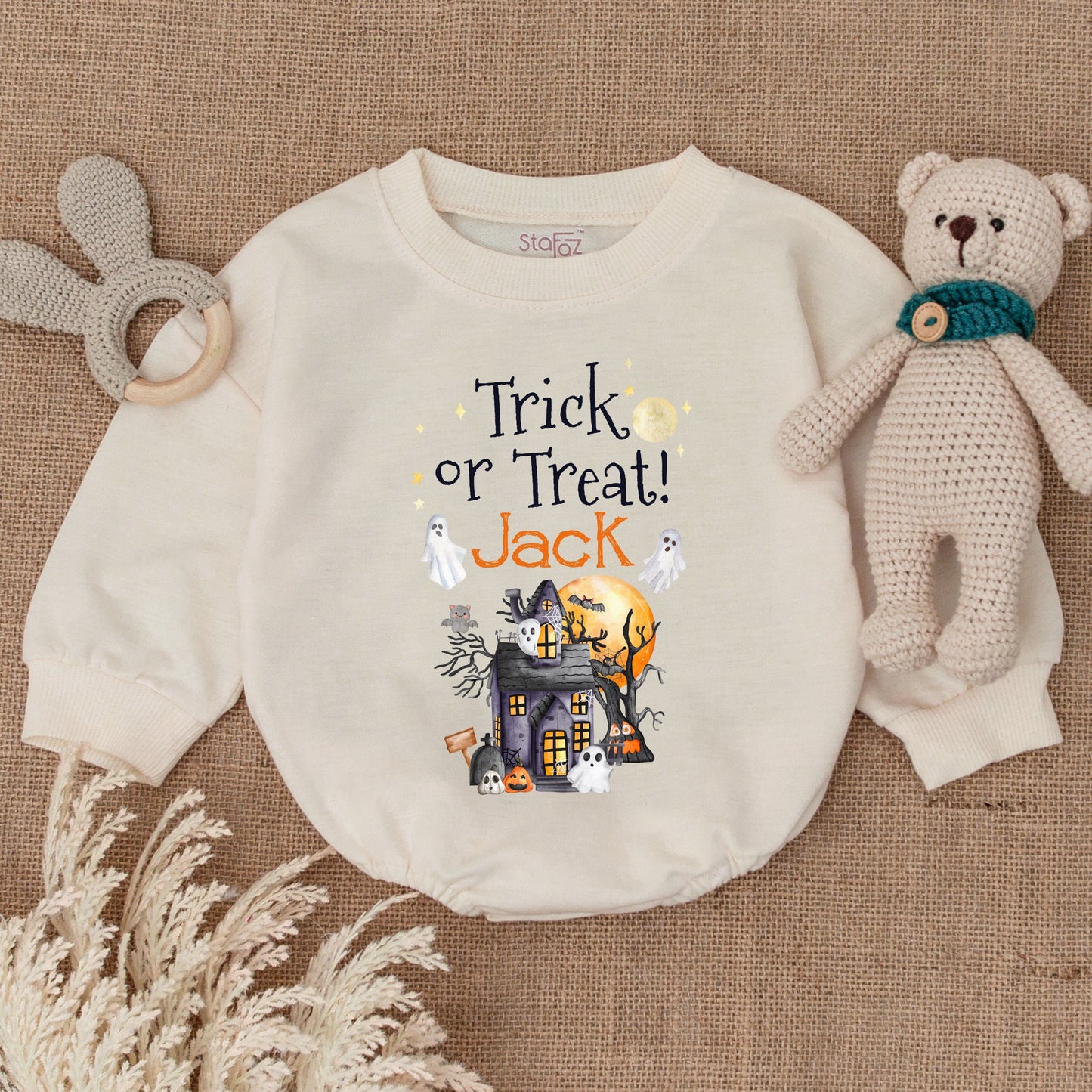 First Halloween Bubble Romper, Pumpkin Bodysuit, Baby Shower Gift
