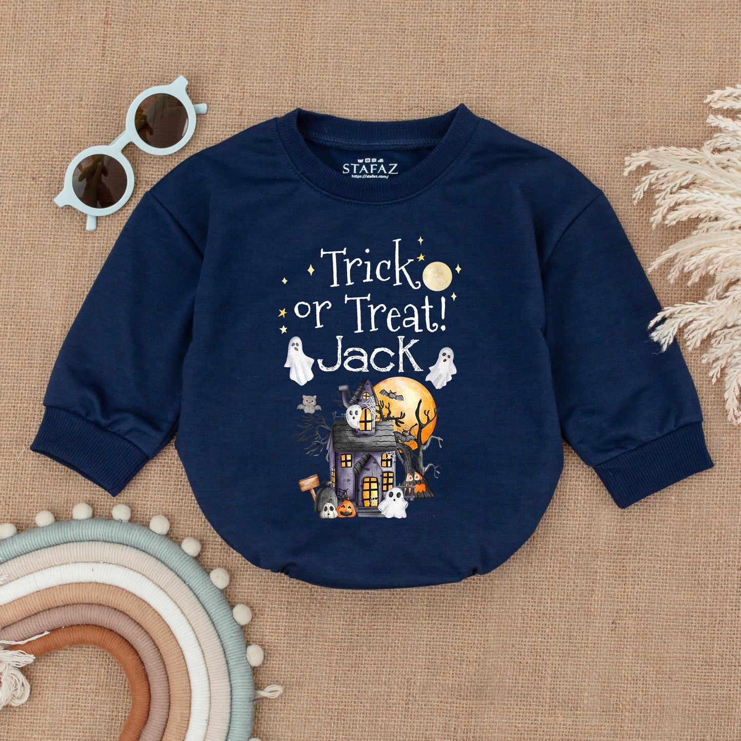 First Halloween Bubble Romper, Pumpkin Bodysuit, Baby Shower Gift